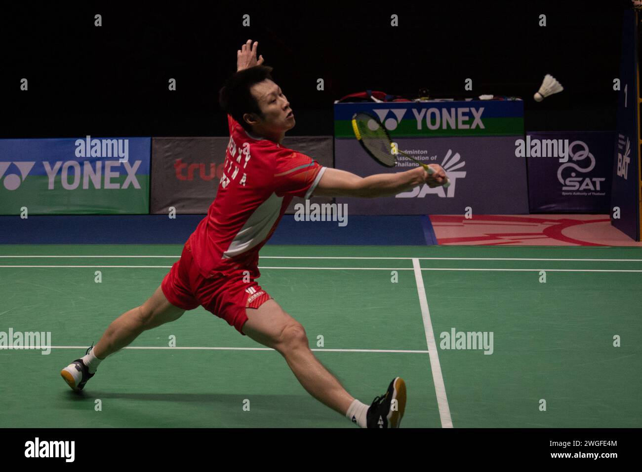 Bangkok, Thailand. 04th Feb, 2024. HE Ji Ting and REN Xiang Yu of China compete in the Men's Doubles Finals match Badminton on Princess Sirivannavari Thailand Masters 2024 at Nimibutr Sport Building National Stadium on February 04, 2024 in Bangkok, Thailand. (Photo by Teera Noisakran/Pacific Press) Credit: Pacific Press Media Production Corp./Alamy Live News Stock Photo