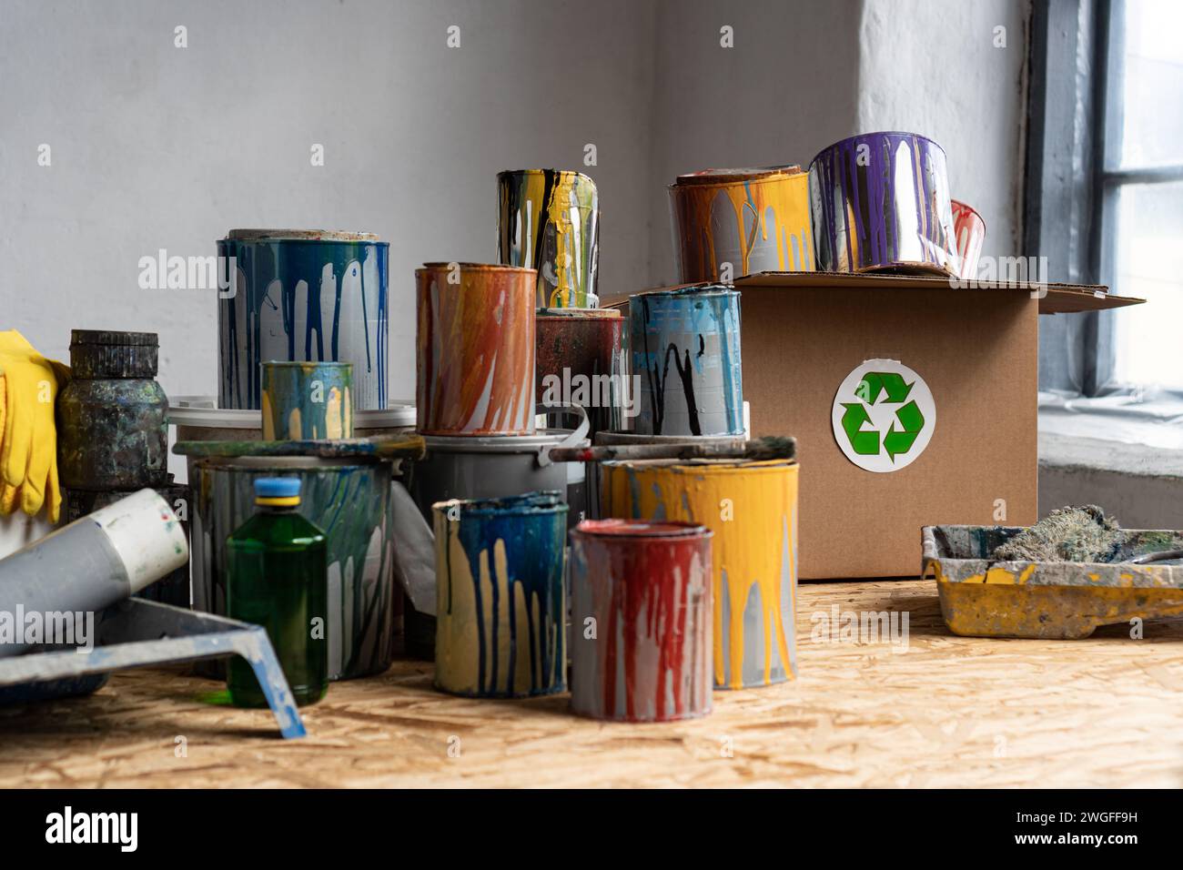 Paint Recycling. Empty Paint Cans Disposal. Paint Waste Management. Used oilbased enamel