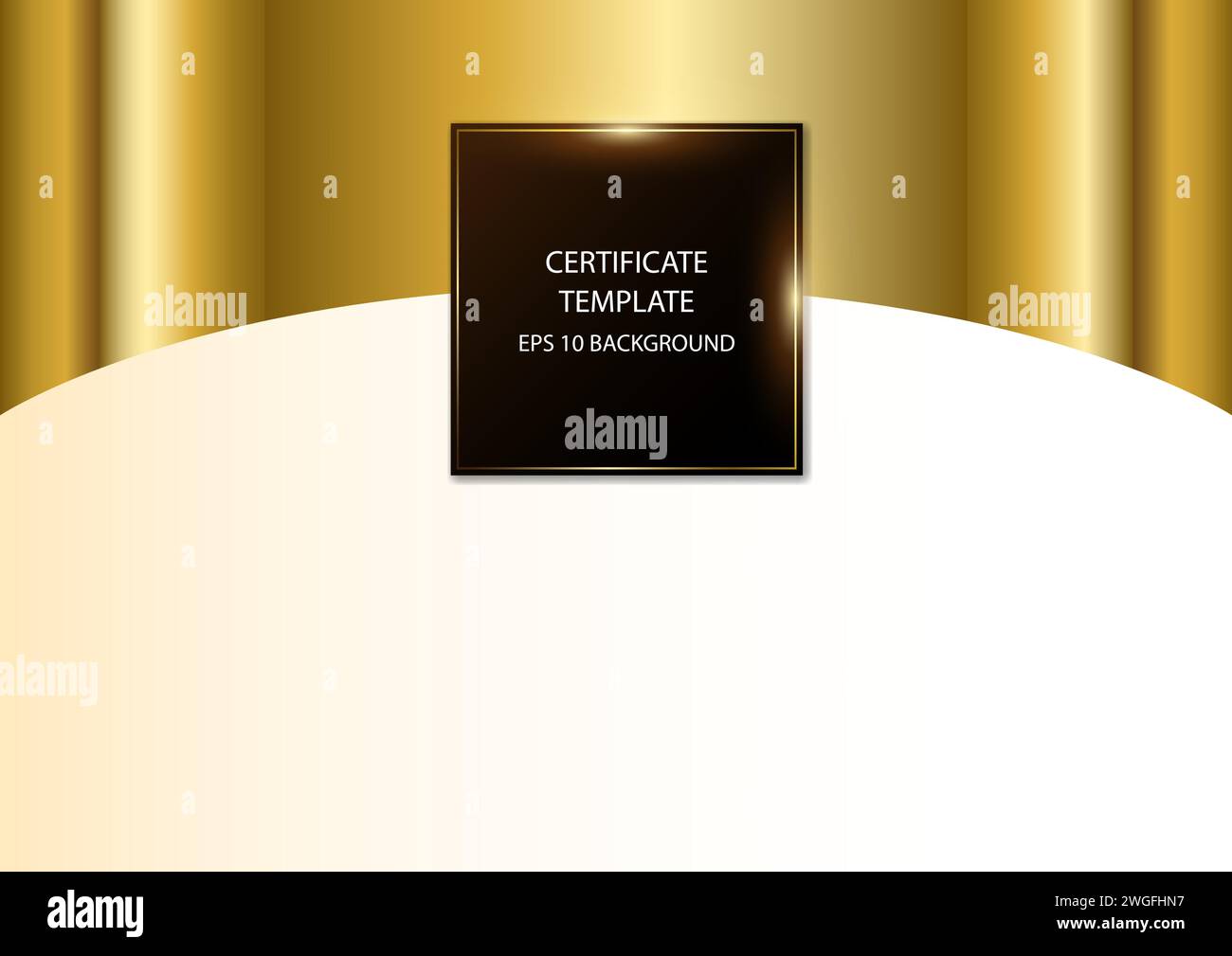 Luxurious certificate template, black frame on golden background, vector illustration Stock Vector