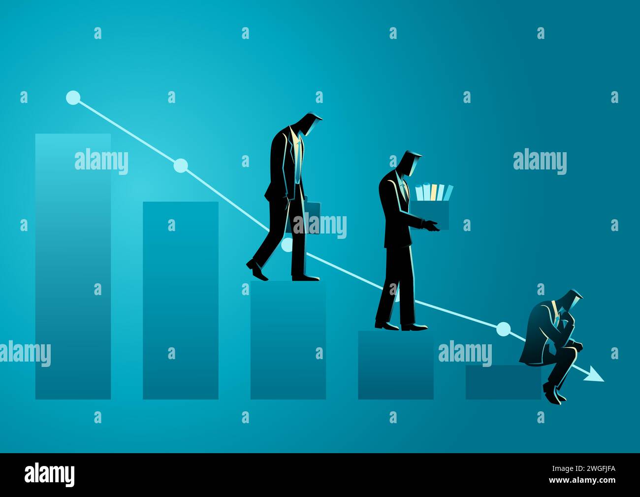 Company layoffs due to recession, vector illustration Stock Vector