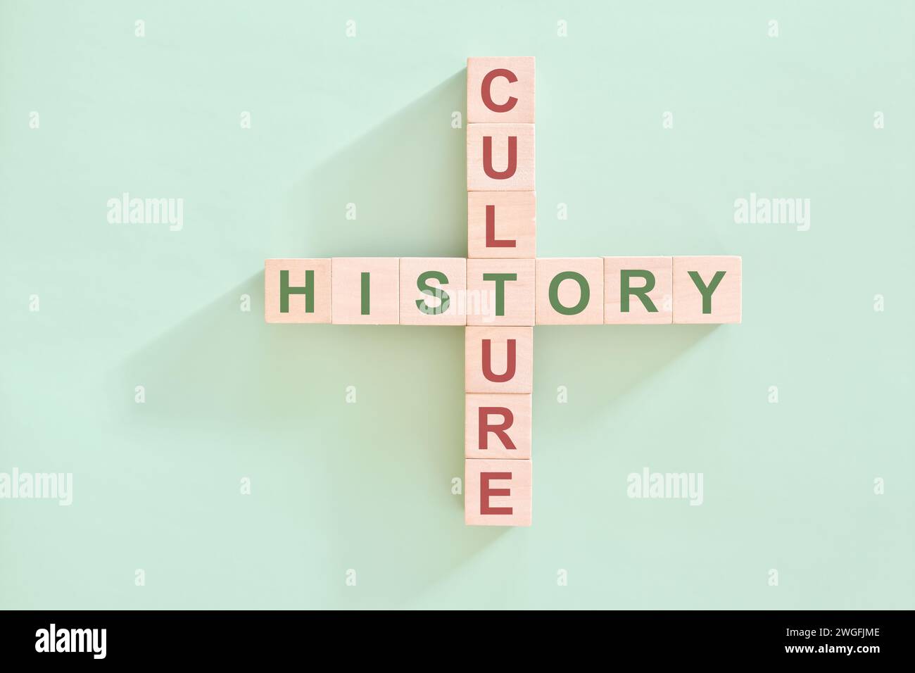 History and culture connection concept Crossword puzzle flat lay History and culture connection concept Crossword puzzle flat lay