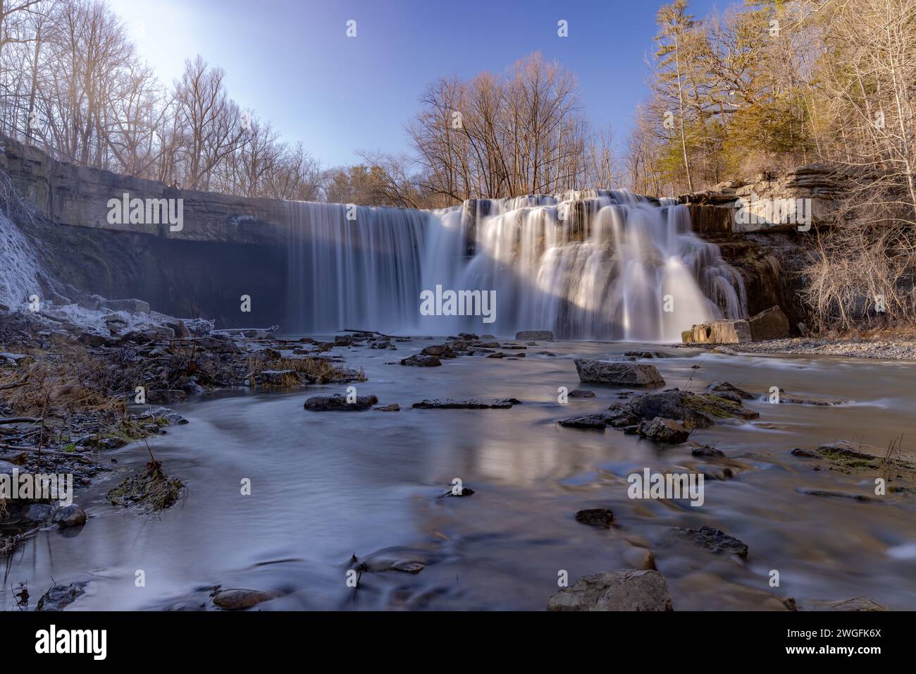 Afternoon winter photo of Ludlowville Falls, near Ithaca, NY in the