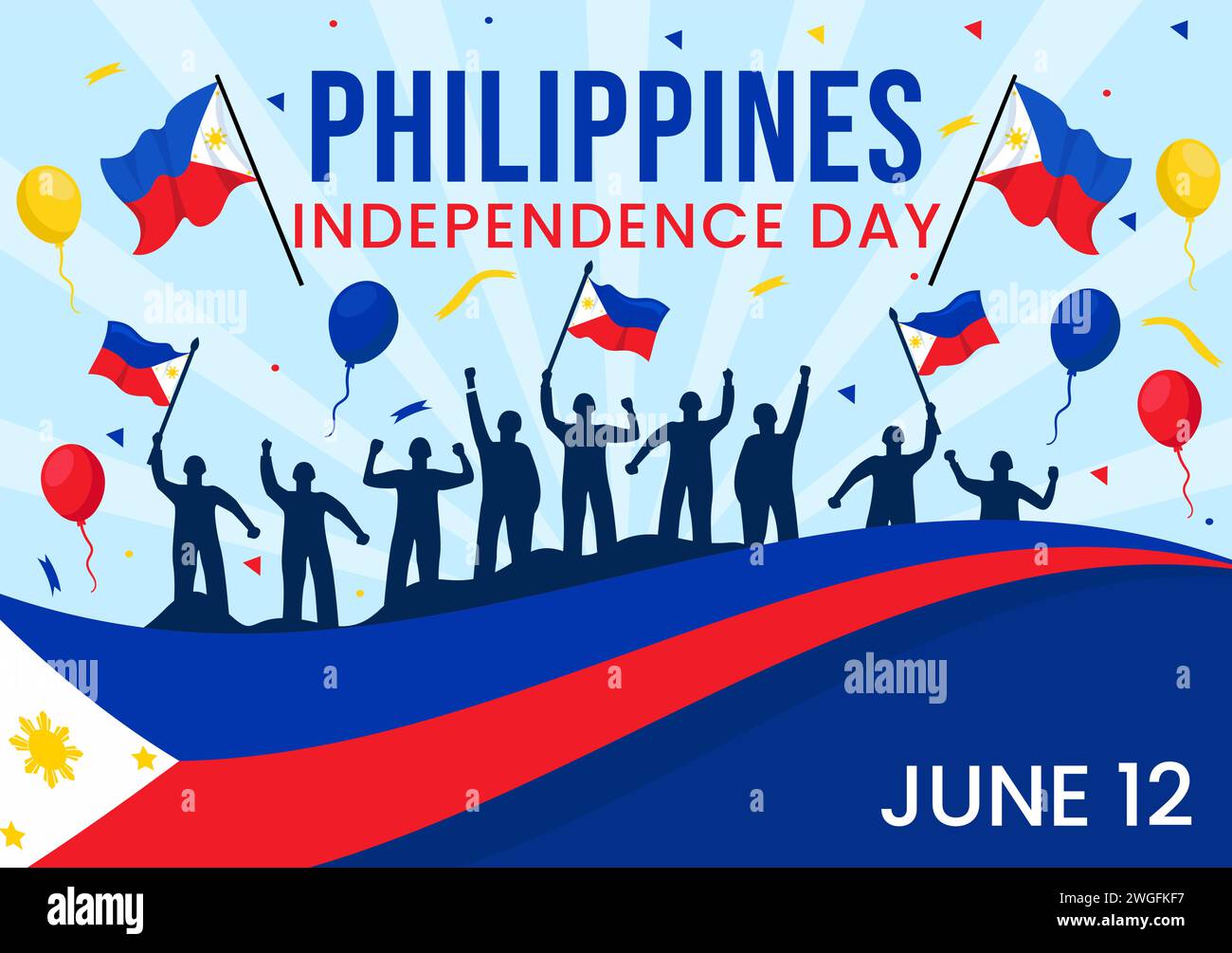 Philippines Independence Day Vector Illustration on 12 June with Waving