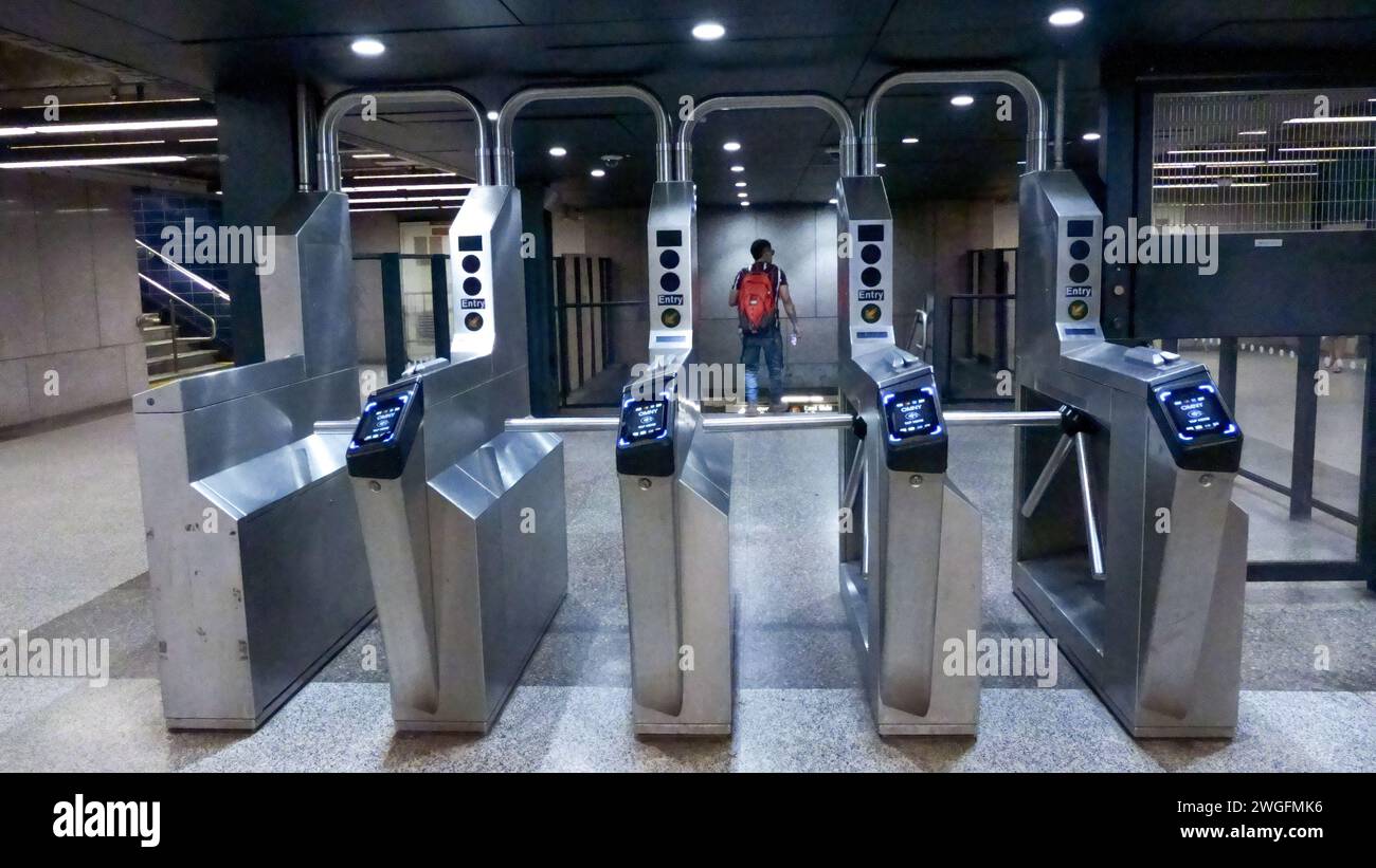 OMNY MTA Contactless fare payment system at grand central terminal. New