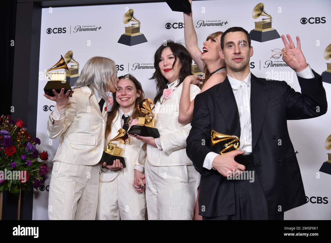 Phoebe Bridgers, from left, Julien Baker, and Lucy Dacus of boygenius ...