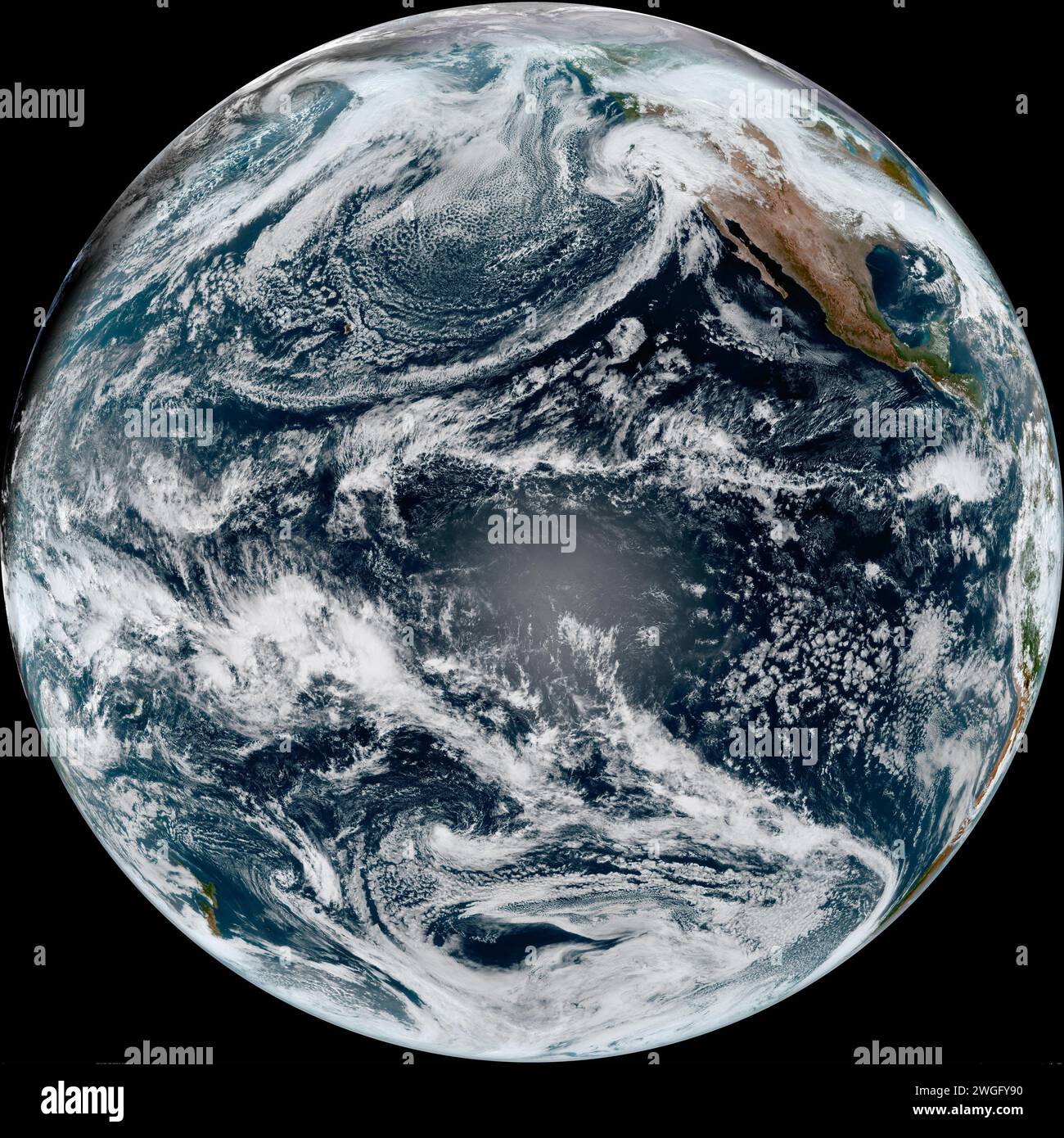 Earth. 4th Feb, 2024. The second of back-to-back atmospheric rivers battered California on Sunday, flooding roadways and knocking out power to nearly 800,000 people and prompting a rare warning for hurricane-force winds as the state braced for what could be days of heavy rains. In Southern California, officials warned of potentially devastating flooding and ordered evacuations for canyons that burned in recent wildfires that are at high risk for mud and debris flows. (Credit Image: © NOAA/ZUMA Press Wire) EDITORIAL USAGE ONLY! Not for Commercial USAGE! Stock Photo