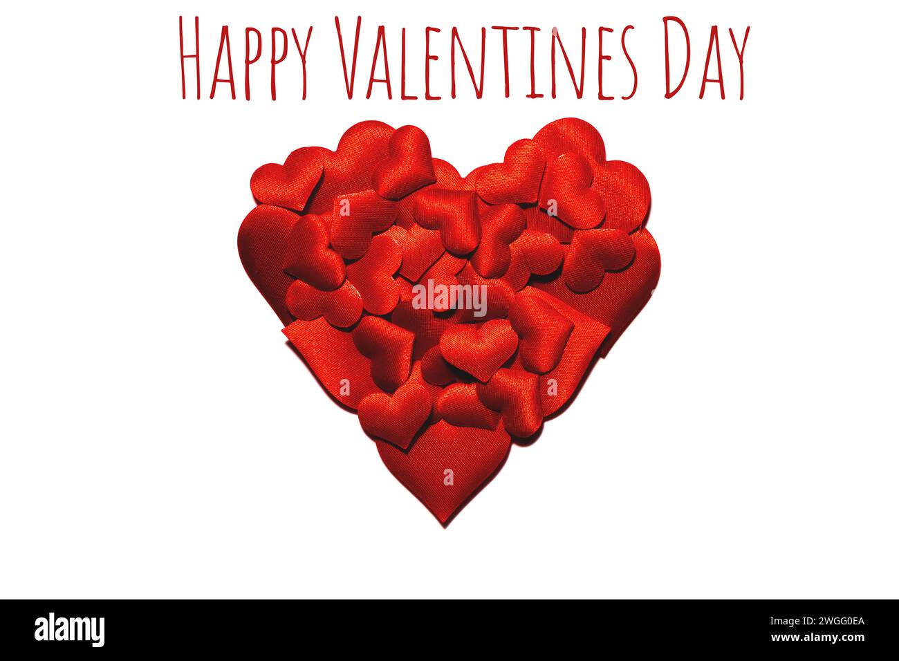 Red hearts in shape of big heart on a white background. Isolated on ...