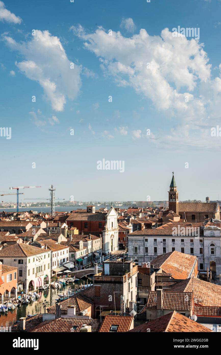The Vena Canal and rooftops of the town of Chioggia, in the Venetian Lagoon, Italy Stock Photo