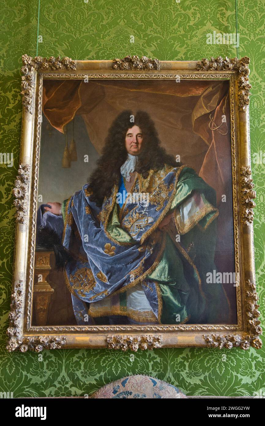 nside versailles palace, France, Painting of Hyacinthe Rigaud was a French baroque painter most famous for his portraits of Louis XIV Stock Photo