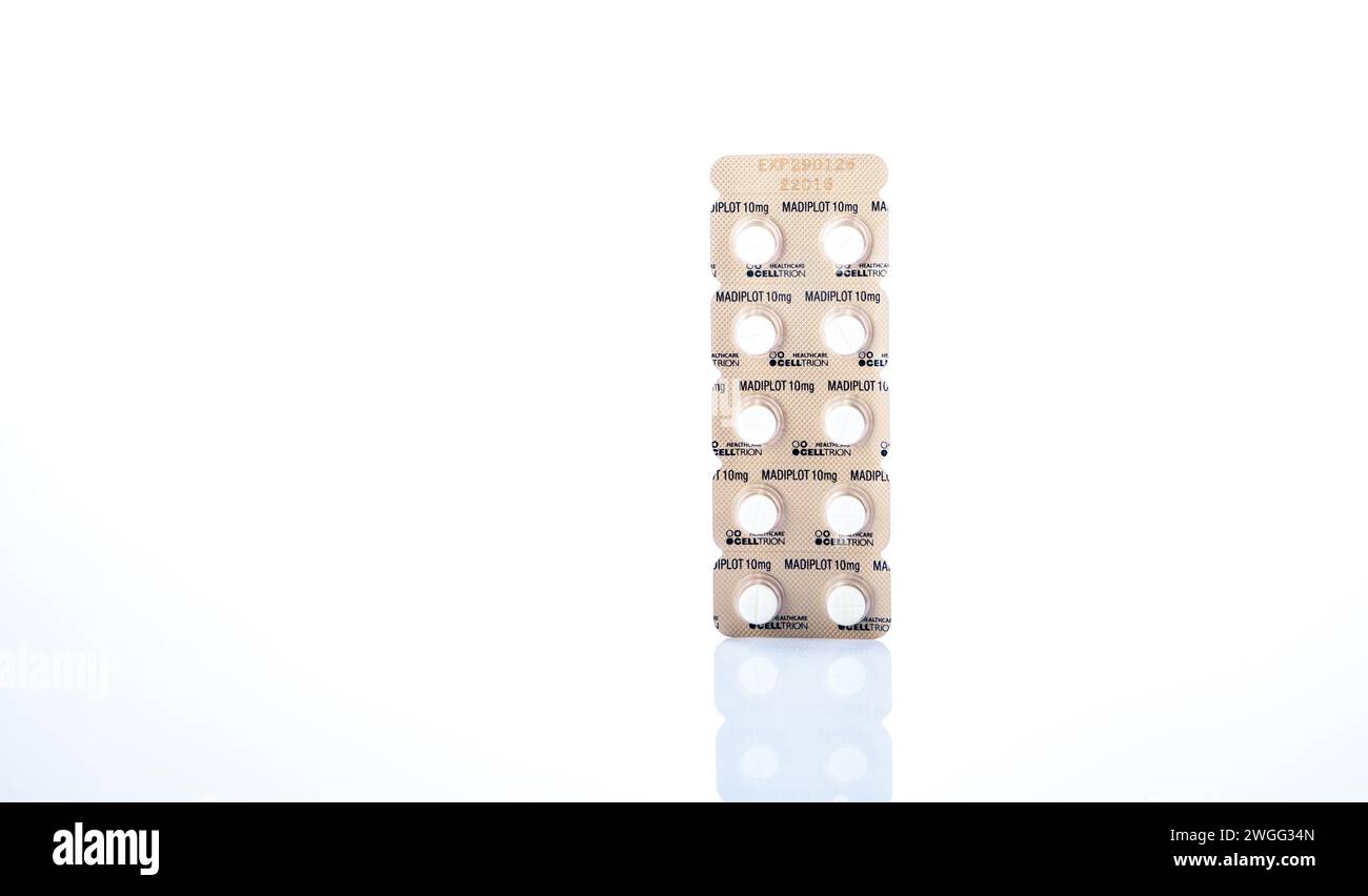 CHONBURI, THAILANDDECEMBER 10, 2023 Madiplot in blister pack isolated