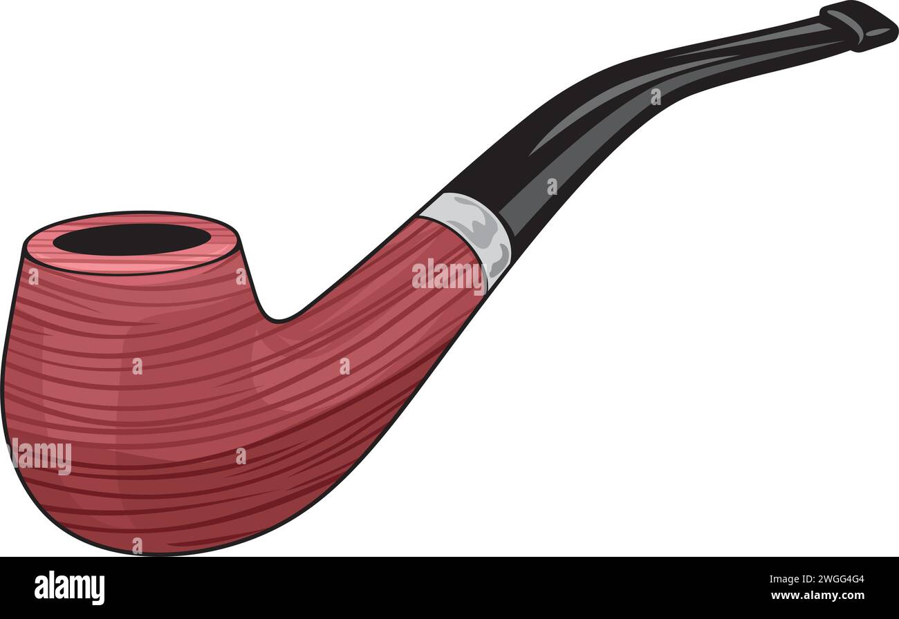 Cigar Smoke Pipe Color. Vector Illustration. Stock Vector