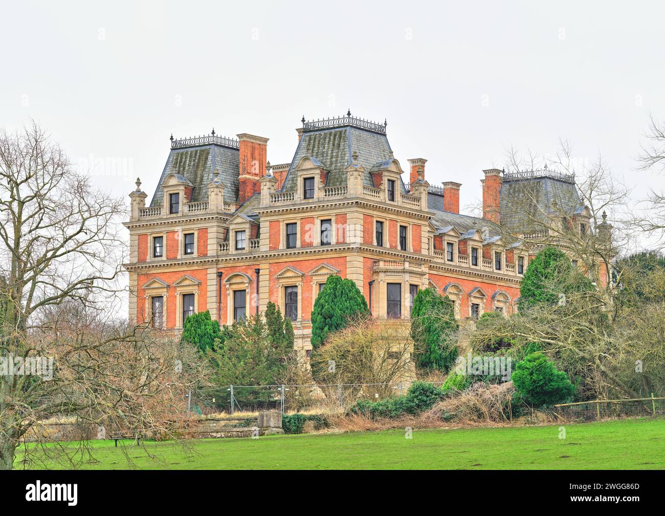 Red brick mansion, 19th century, East Carlton Park, England. Stock Photo