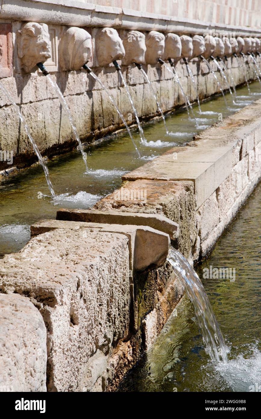 Fontana delle 99 cannelle,L 'Aquila,Region, Abruzzo,Italy Stock Photo