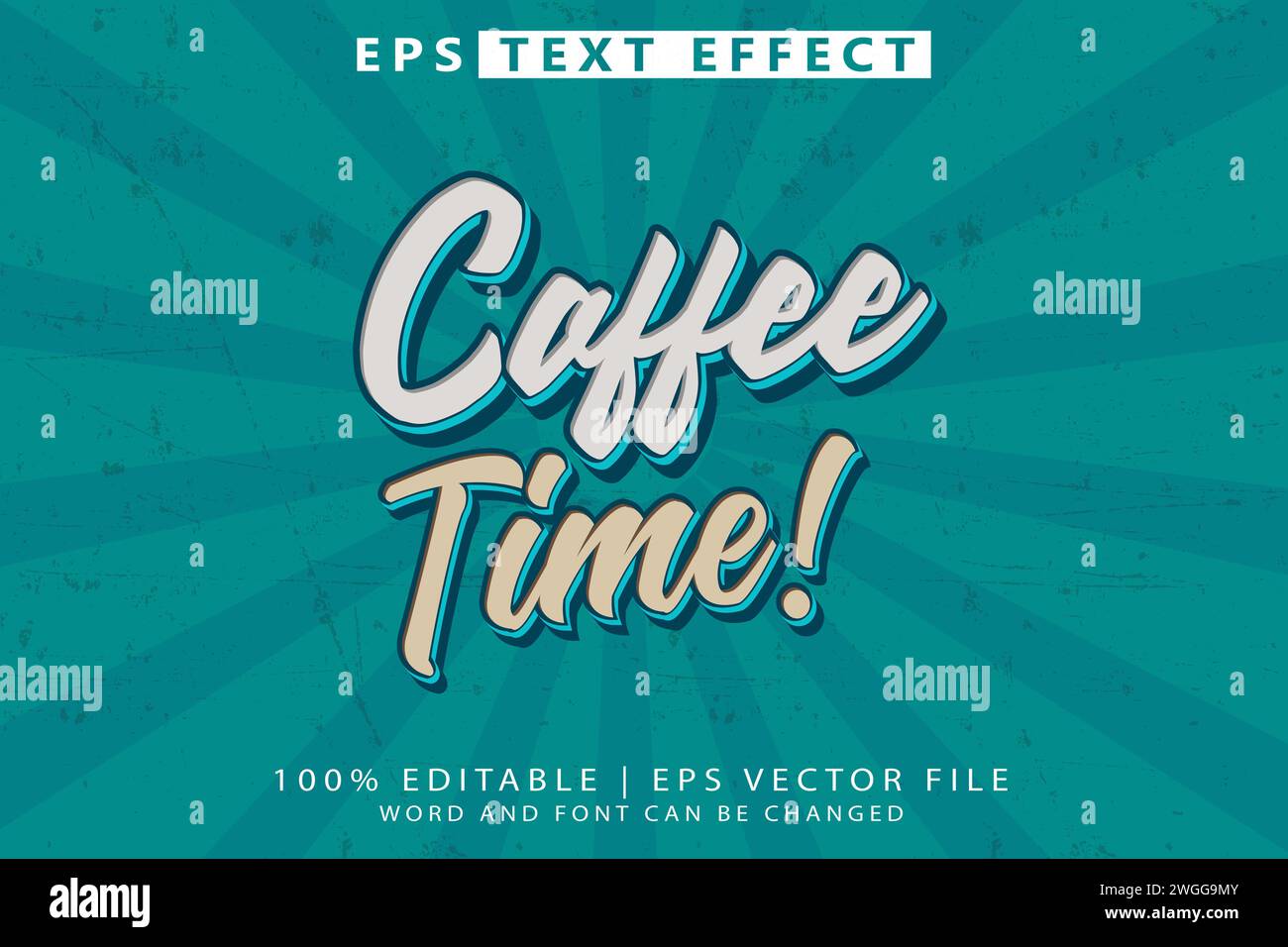 Coffee Time logo editable text effect in 3D vintage style premium