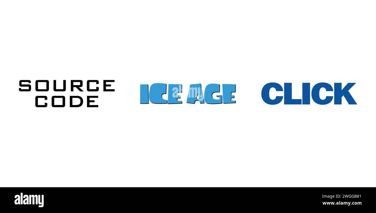 Source Code, Click, Ice Age. Vector illustration, editorial logo. Stock Vector