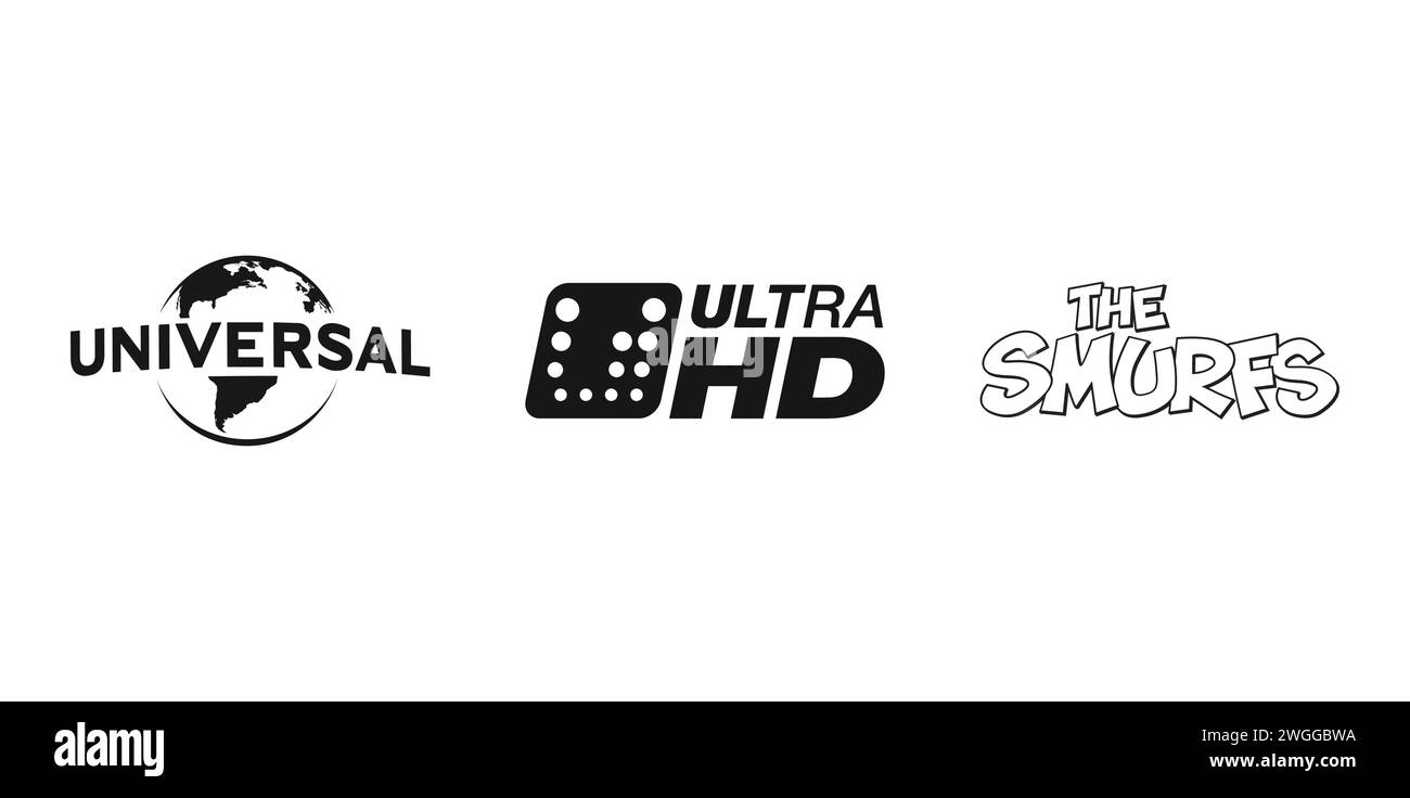 The Smurfs, Europe Ultra HD, Universal Pictures. Vector illustration