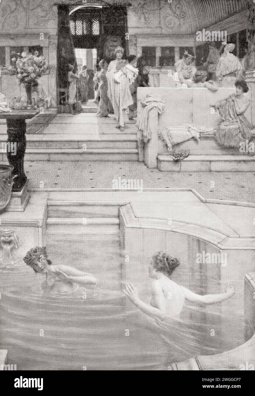 Ladies bathing in the public baths in ancient Rome. Stock Photo