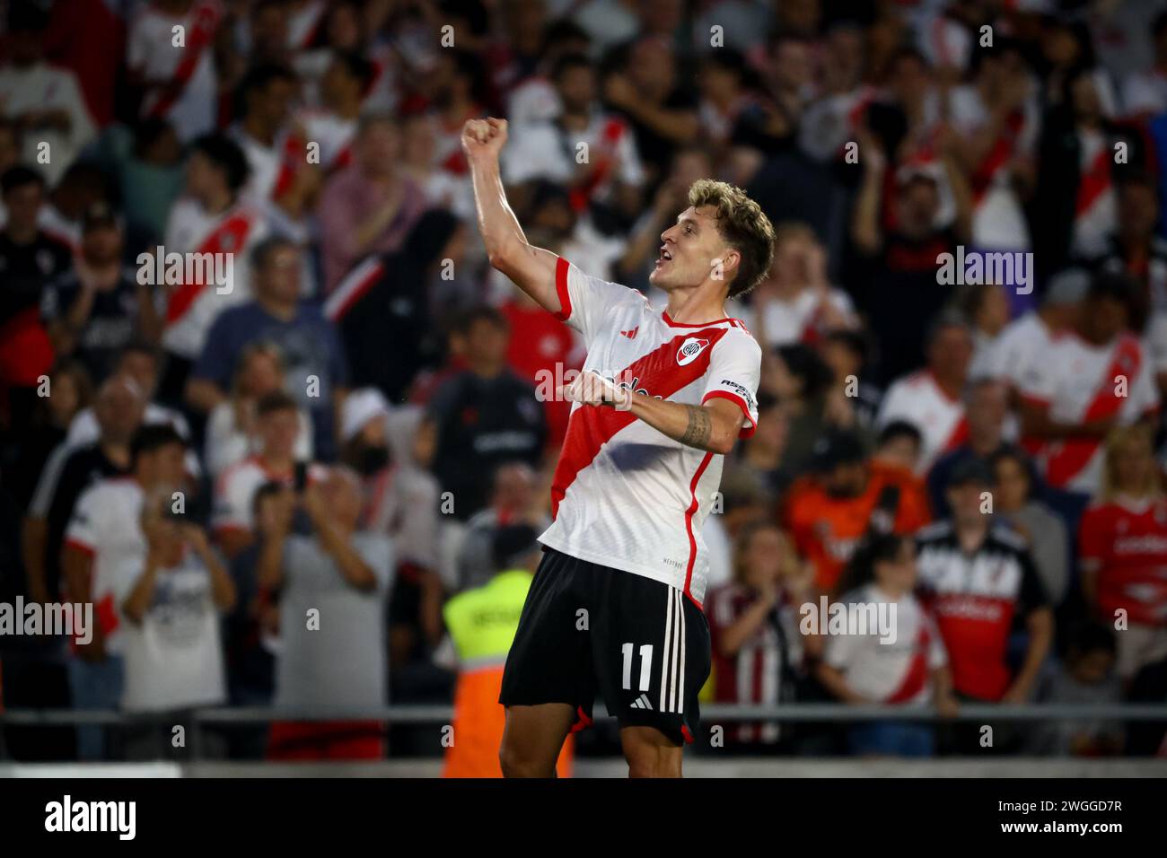 Facundo Colidio of River Plate celebrates his second goal during the