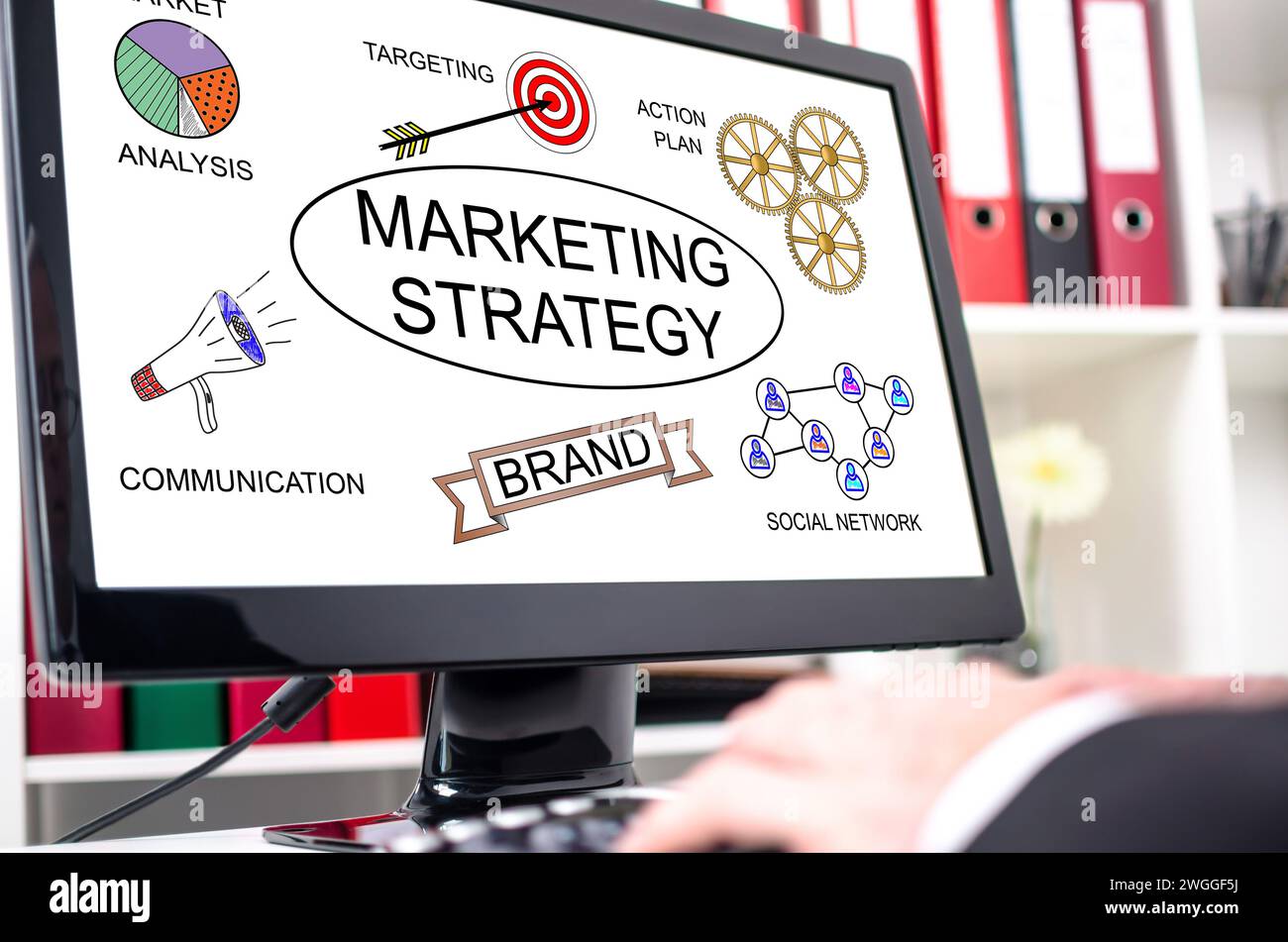 Marketing strategy concept shown on a computer screen Stock Photo