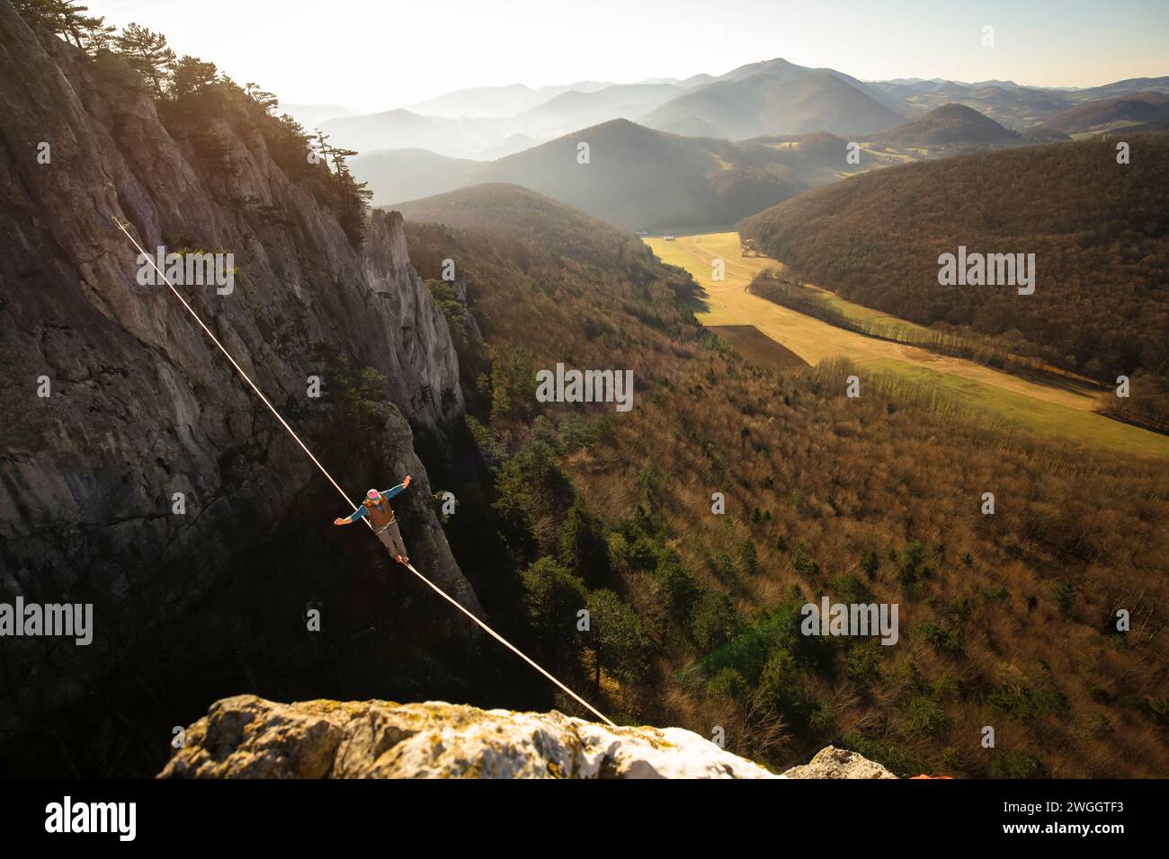 Person walking on high line in Lower Austria, Austria Stock Photo