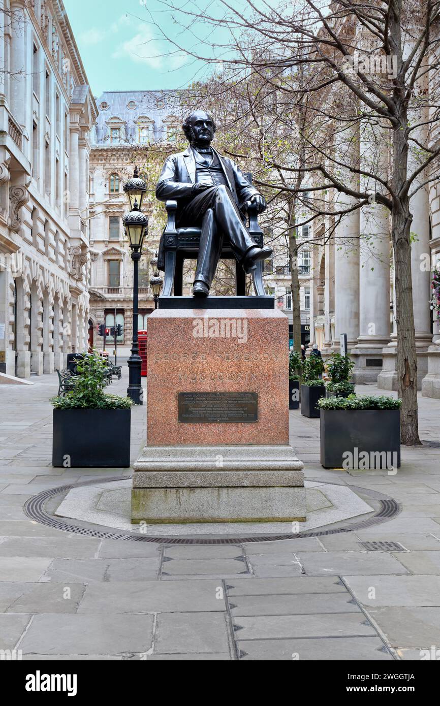 statue of george peabody in city of london Stock Photo