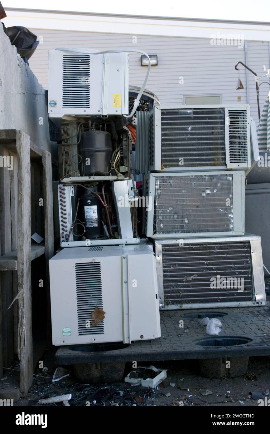 Pile of air conditioners to be recycled Stock Photo Alamy
