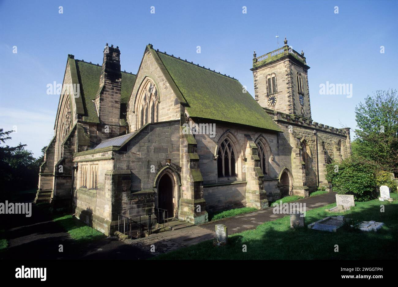UK, Staffordshire, Abbots Bromley, classic English country church. Stock Photo