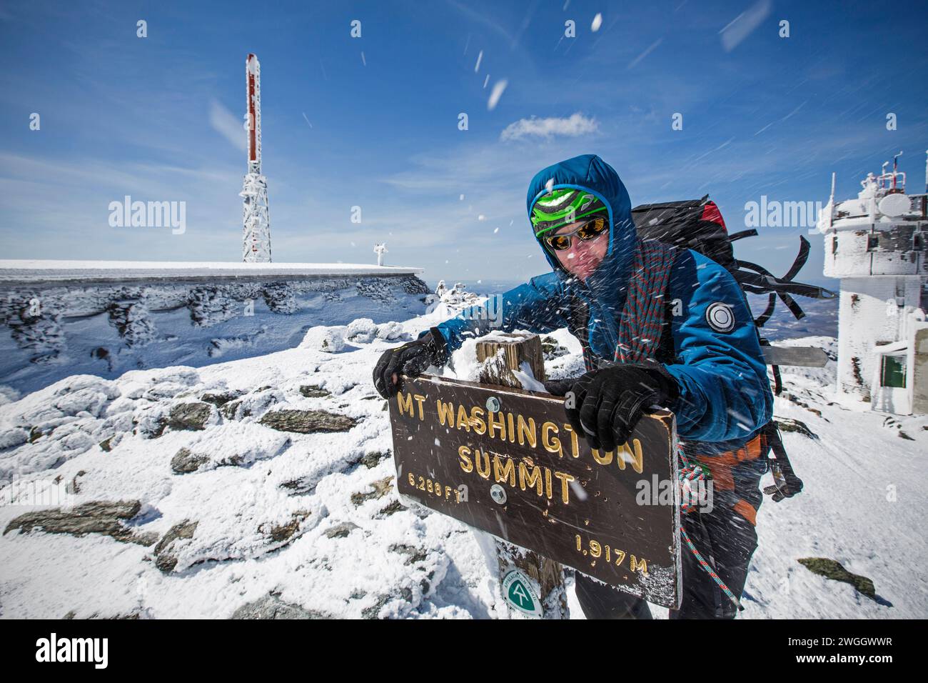 Mountain climber, Mount Washington, New Hampshire, USA Stock Photo