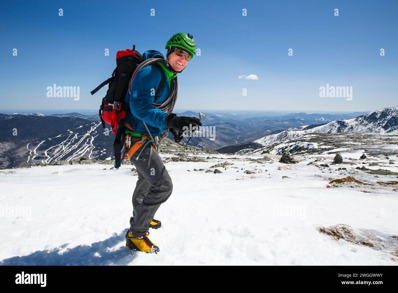 Mountain climber, Mount Washington, New Hampshire, USA Stock Photo