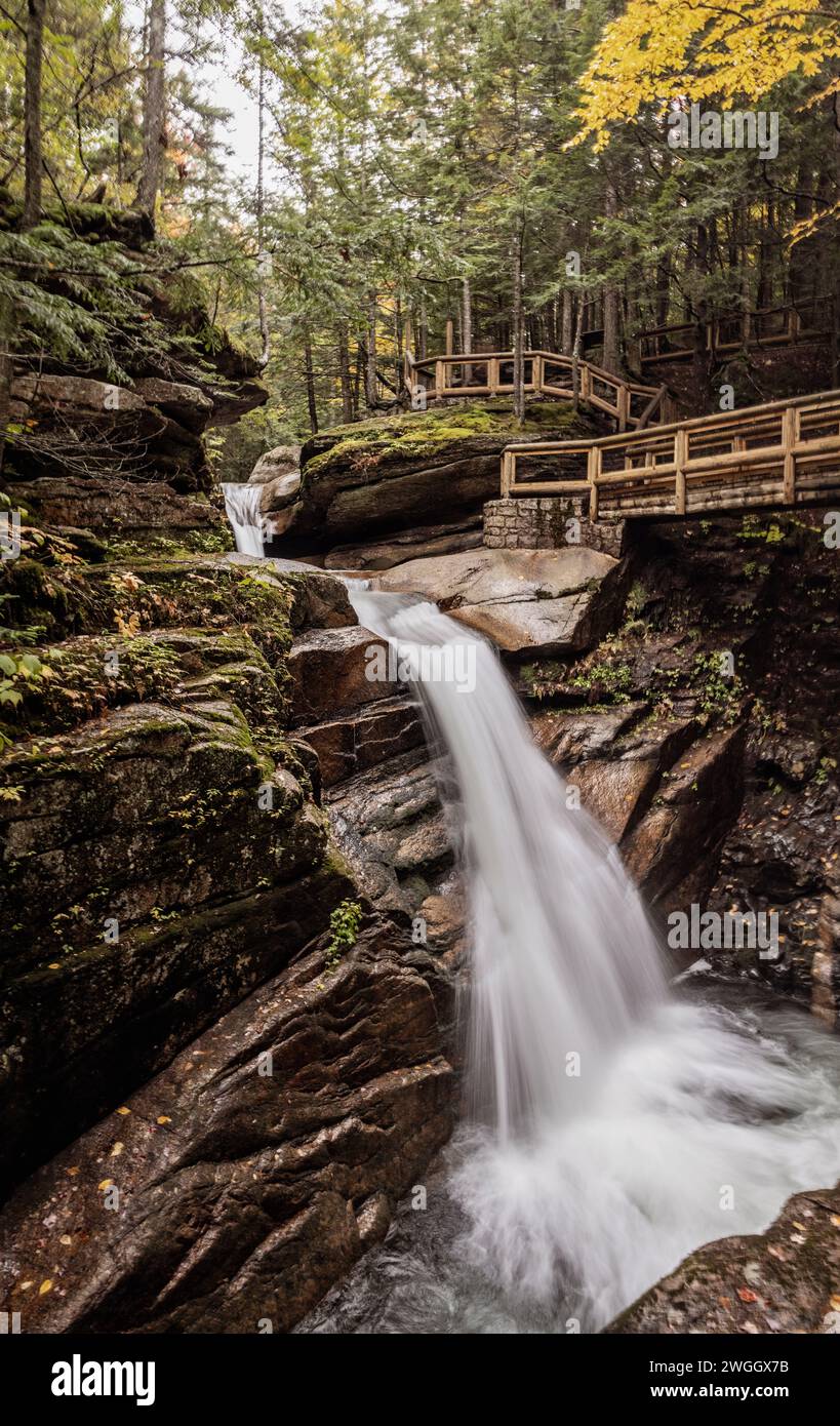 Sabbaday falls in New Hampshire's White Mountains in autumn Stock Photo