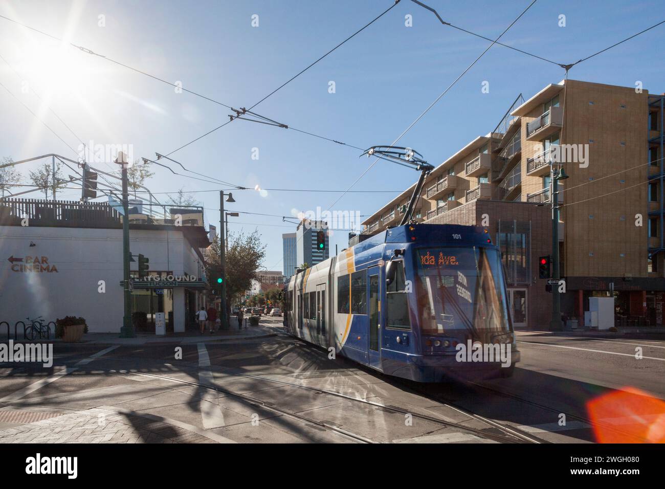 Electric light rail train running on the streets in Tucson, AZ Stock Photo Alamy
