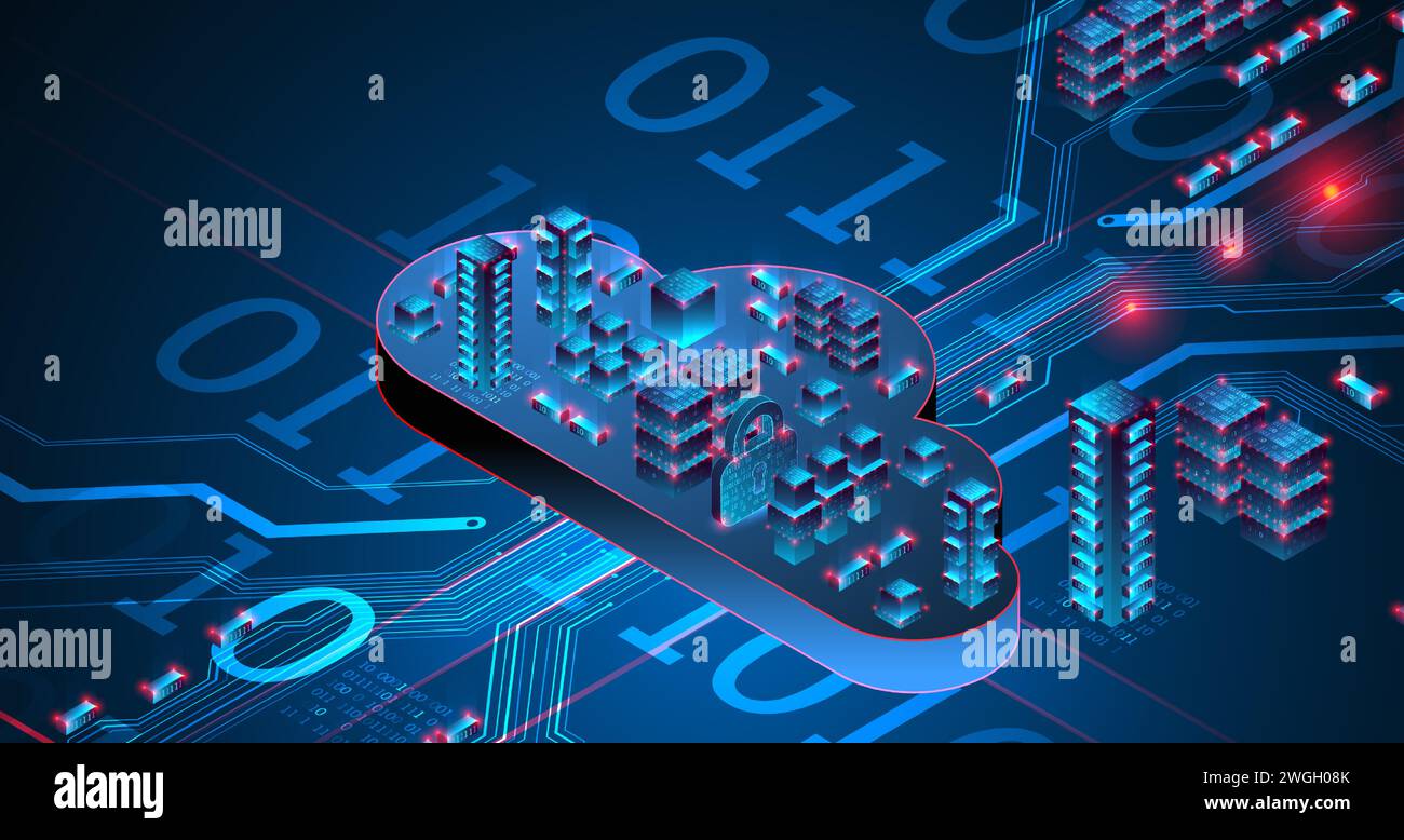 Cloud computing concept. Abstract connection technology background. Hand drawn vector. Stock Vector