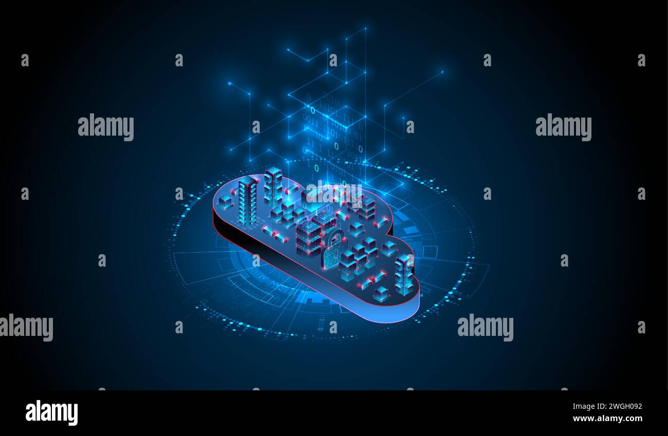Cloud computing concept. Abstract connection technology background. Hand drawn vector. Stock Vector