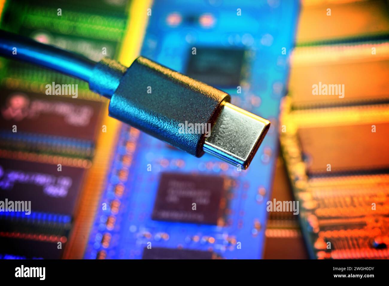 USBC plug above computer boards Stock Photo Alamy