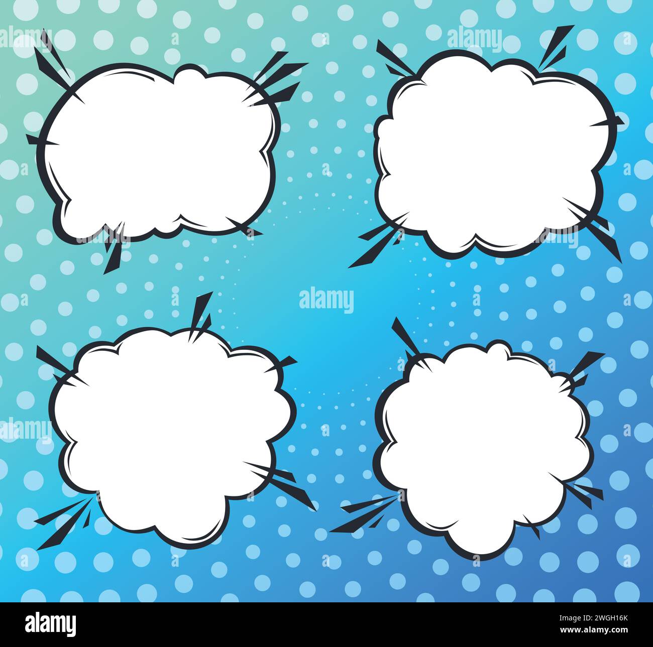 Set of 4 speech bubbles on a blue background. Dialog clouds Stock ...