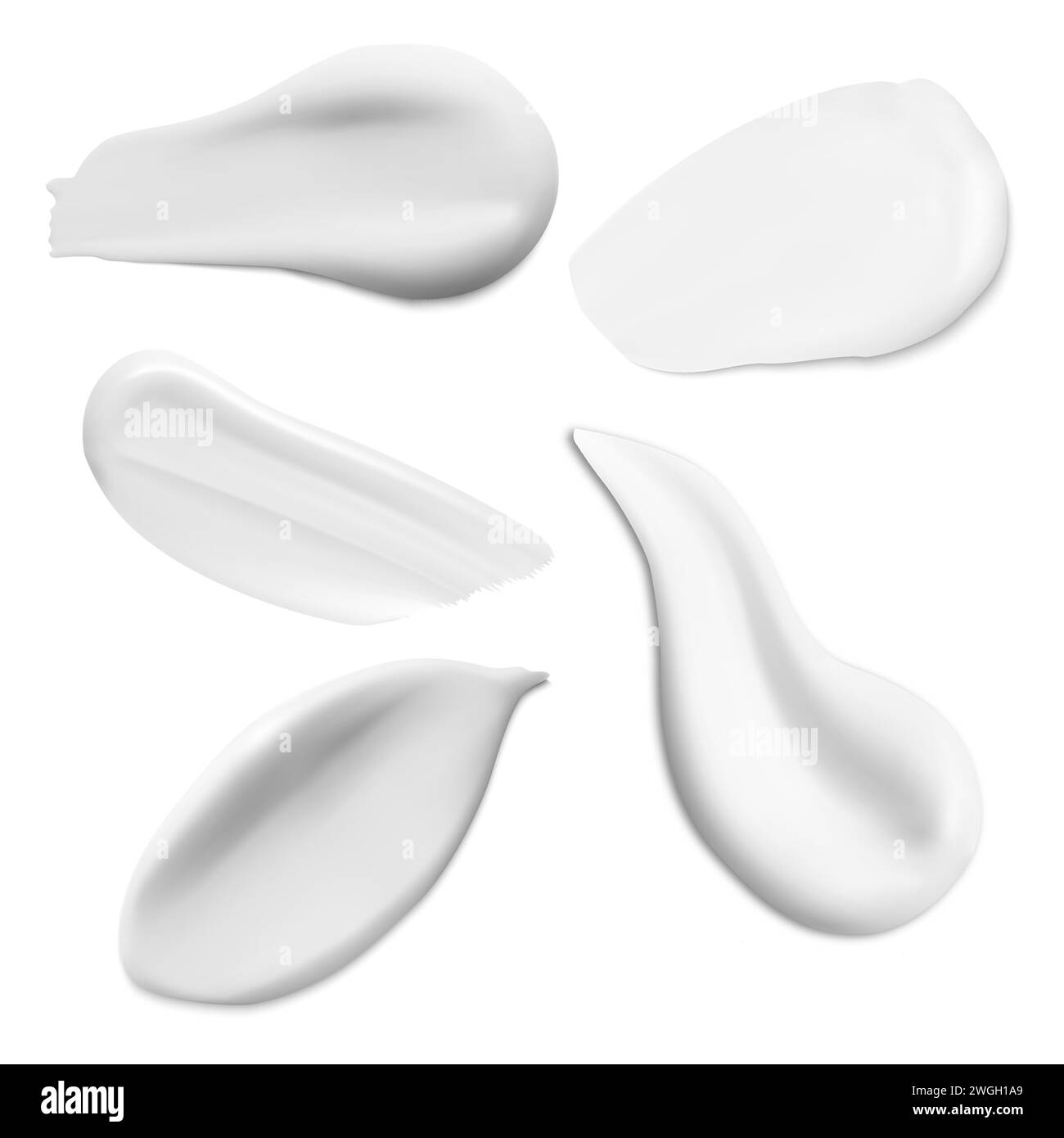 Cream swatch. Face cosmetic lotion smear, isolated on white. Foundation makeup product splash, realistic creamy texture, vector. Facial skin moisture Stock Vector