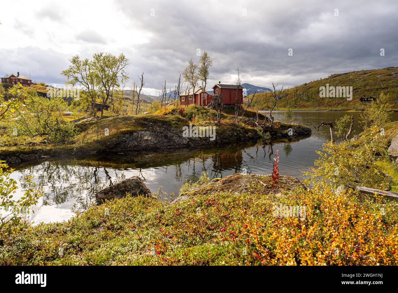 A Lake at the border between Norway and Sweden Stock Photo