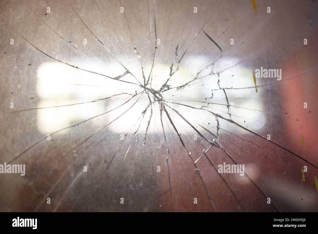 broken glass on old window Stock Photo