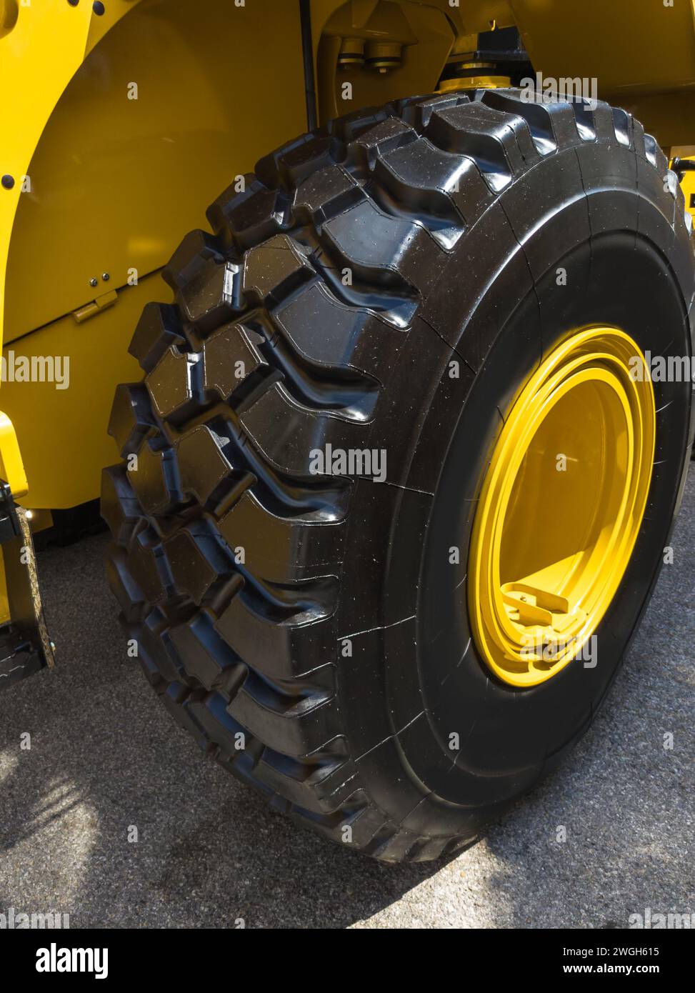 heavy duty tire on a earth moving machine Stock Photo