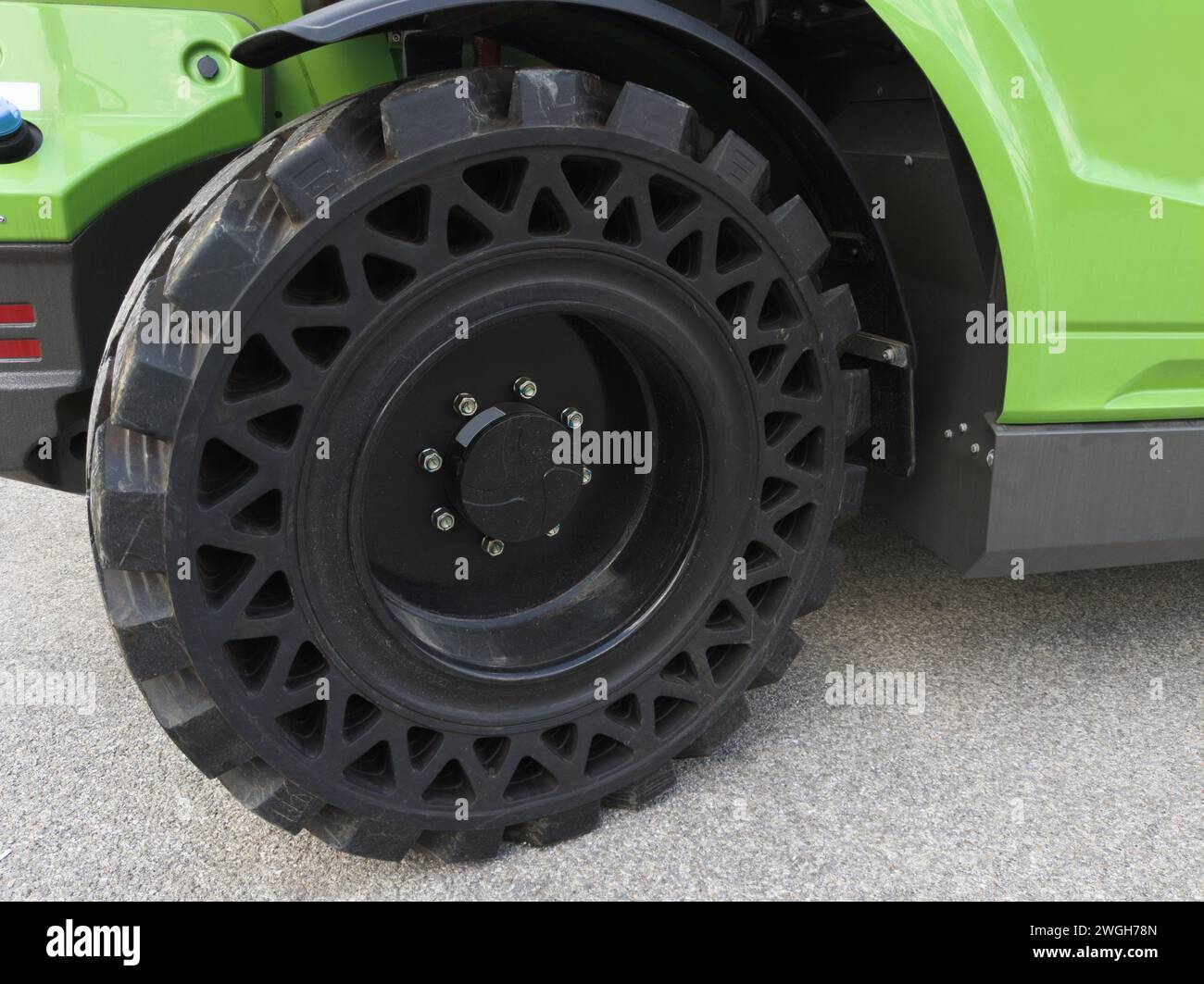 heavy duty tire on a earth moving machine Stock Photo