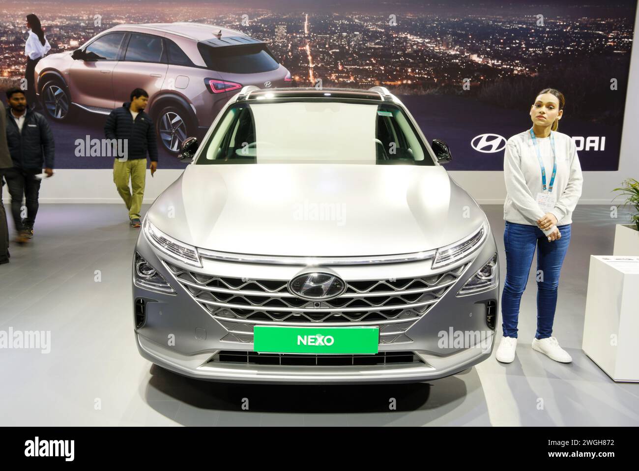 New Delhi February 1, 2024 Hyundai Nexo car is on display at Bharat