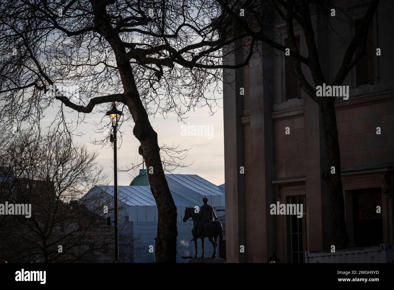 Equestrian statue at Trafalgar Square, West End, London, England, UK Stock Photo