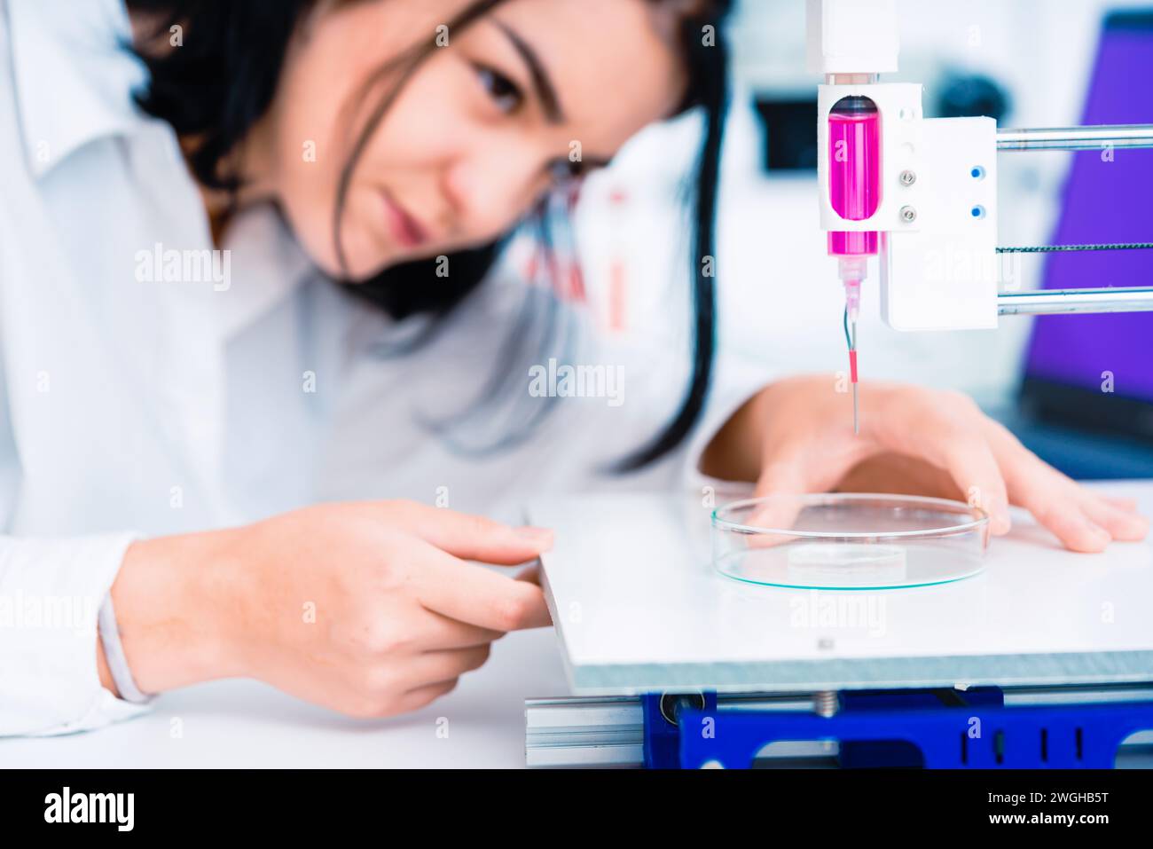 Female Scientist Conducting Medical Research in Laboratory Stock Photo