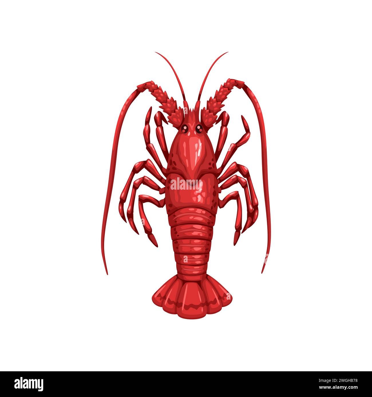 Langoustine or scampi, cartoon seafood and sea food cuisine crustacean, isolated vector. Seafood and fishing market fresh langouste crayfish for kitchen food cooking or delicatessen culinary Stock Vector