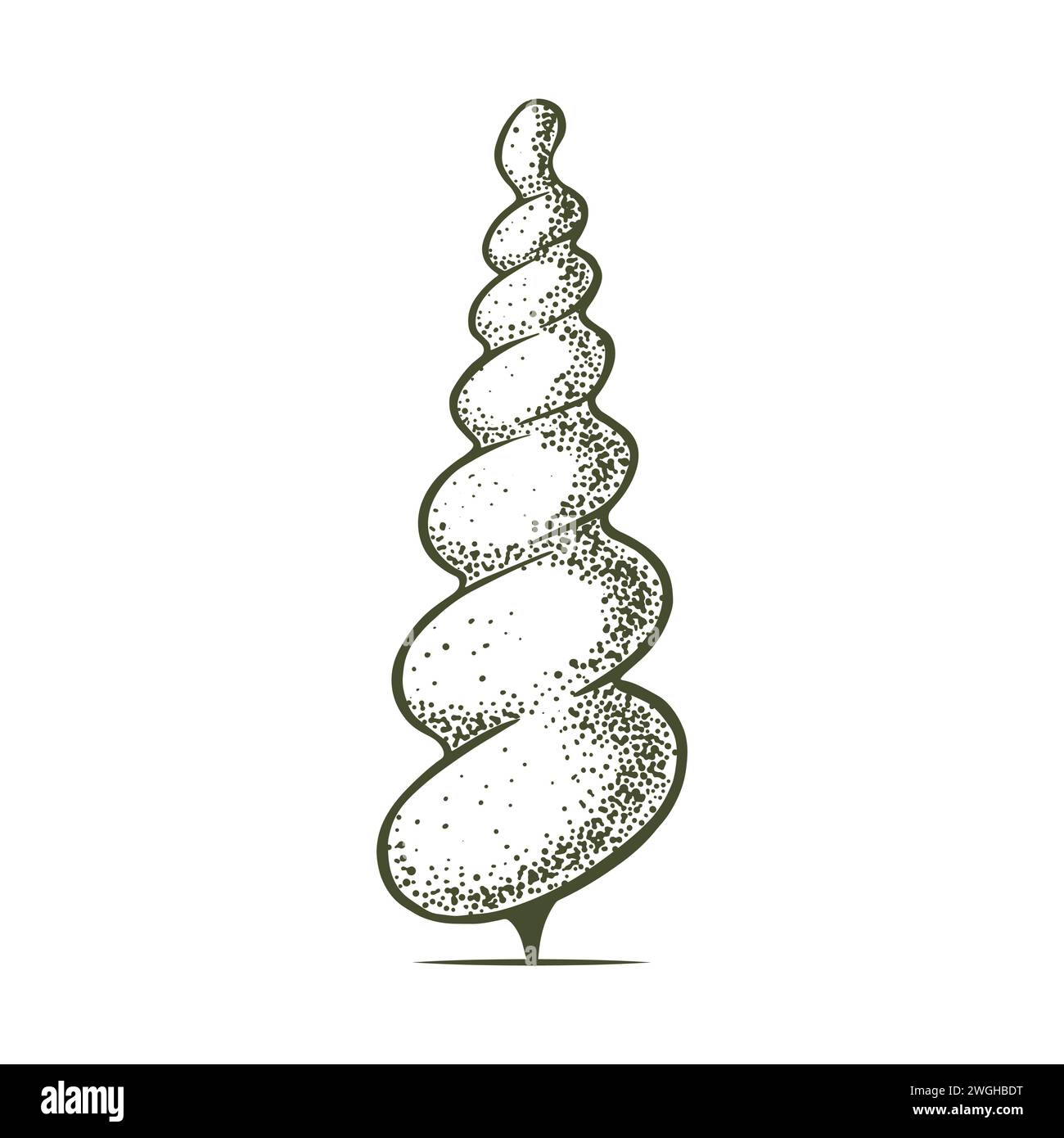 Sketch of topiary conifers. Sheared thuja sphere. Geometric trees for