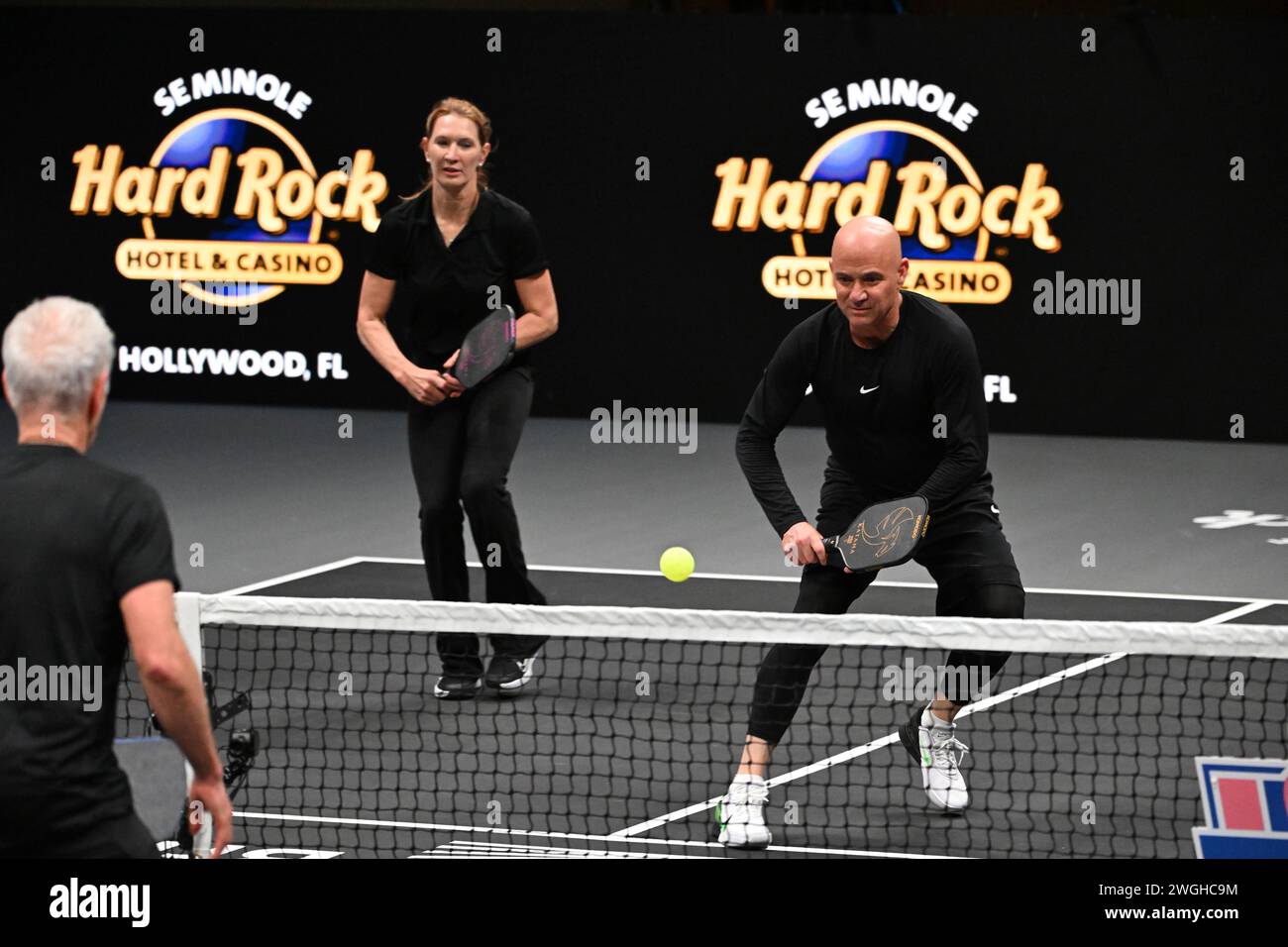 Hollywood FL, USA. 04th Feb, 2024. Andre Agassi and Steffi Graff play