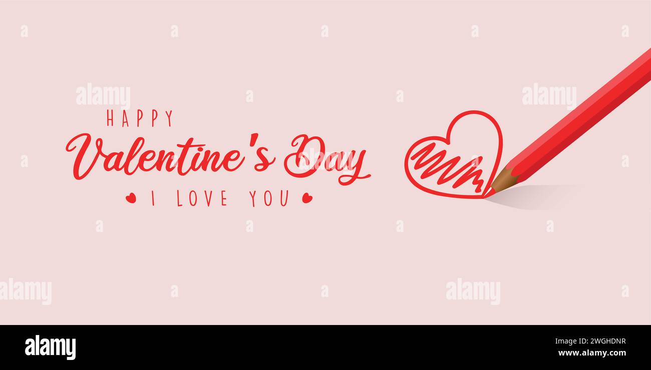 minimalistic valentines day greeting card vector illustration Stock ...
