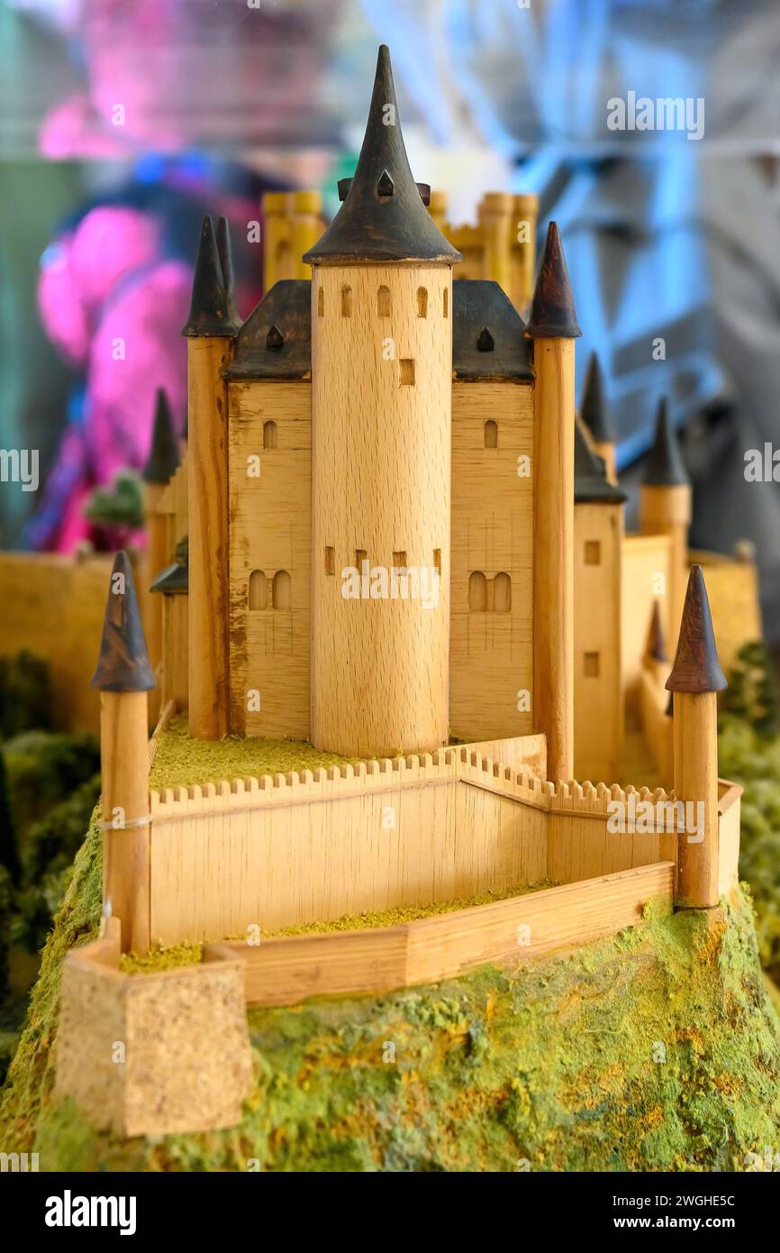 Wood model of the Alcazar de Segovia, Spain Stock Photo