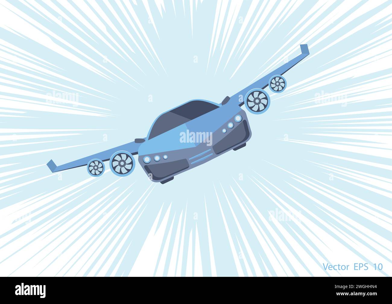 Flying car .Super high speed machine. Stock Vector