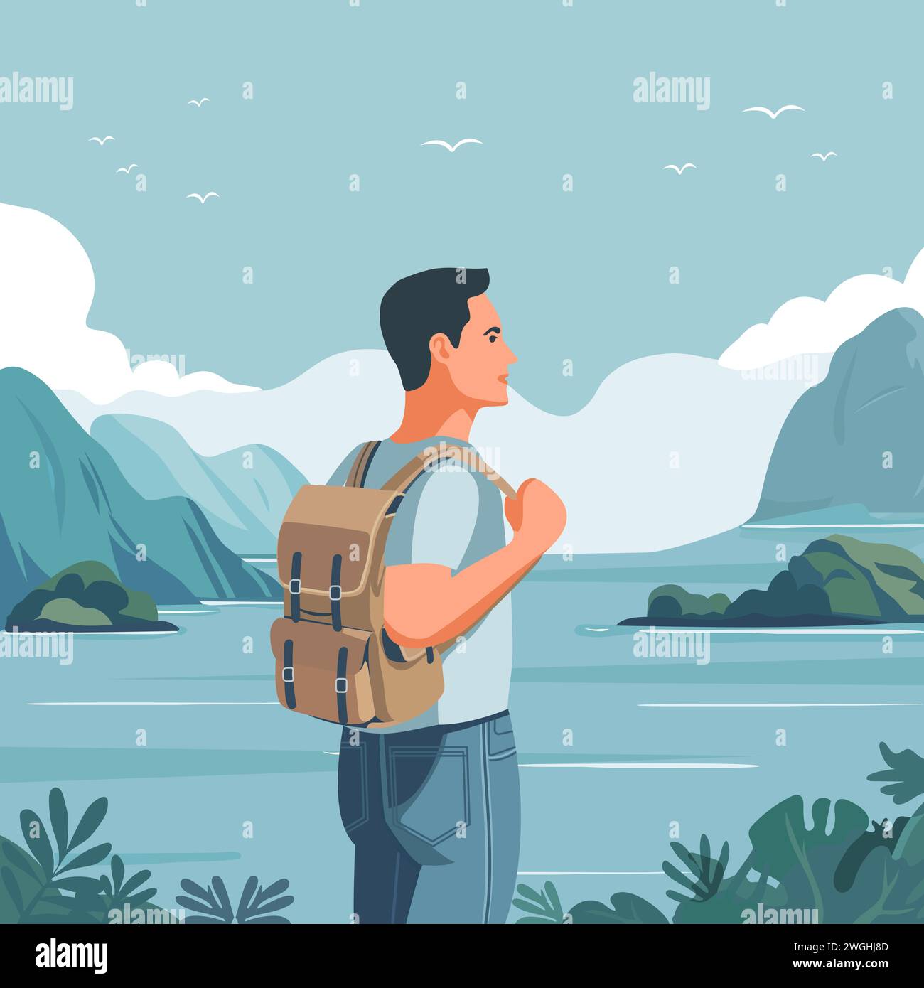 Travel traveller backpack backpacker Stock Vector Images - Page 2